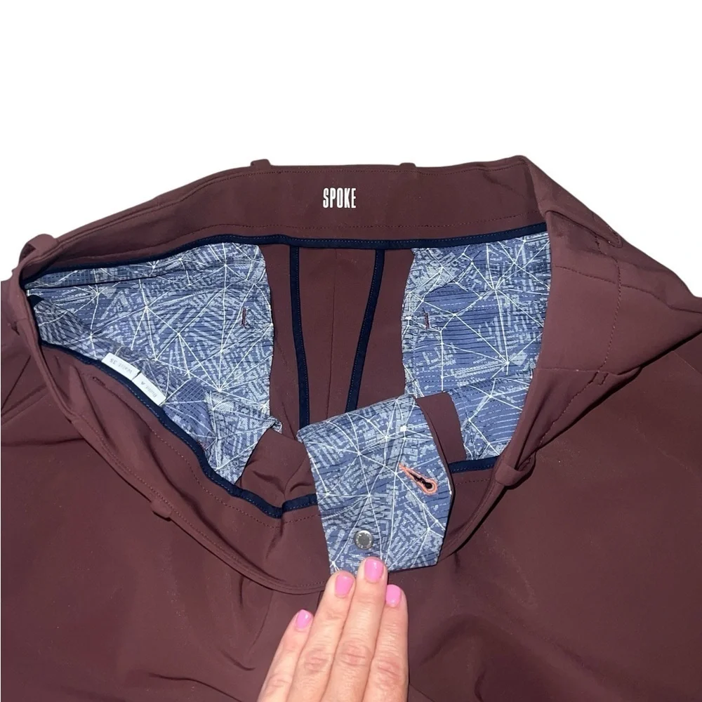 SPOKE Techwear Lite Urban Utility, Performance Pants, Waist 35 Maroon Red
